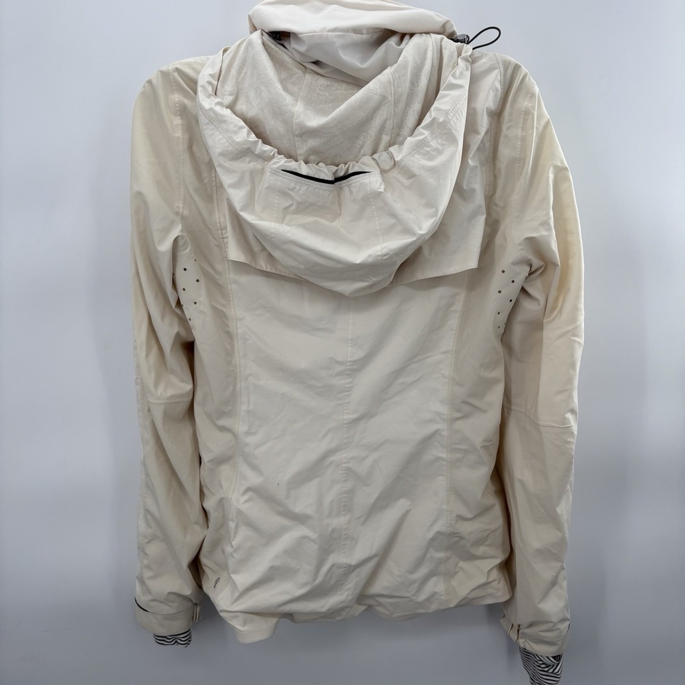 Lululemon Ivory Paisley Lace Lined Rain Drop JACKET Size 4 Women's Vented Hood - Picture 5 of 5